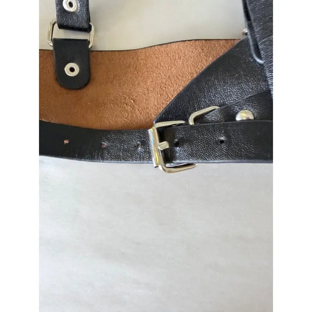 Black vegan leather womens harness adjustable buckles emo goth witchy punk dom